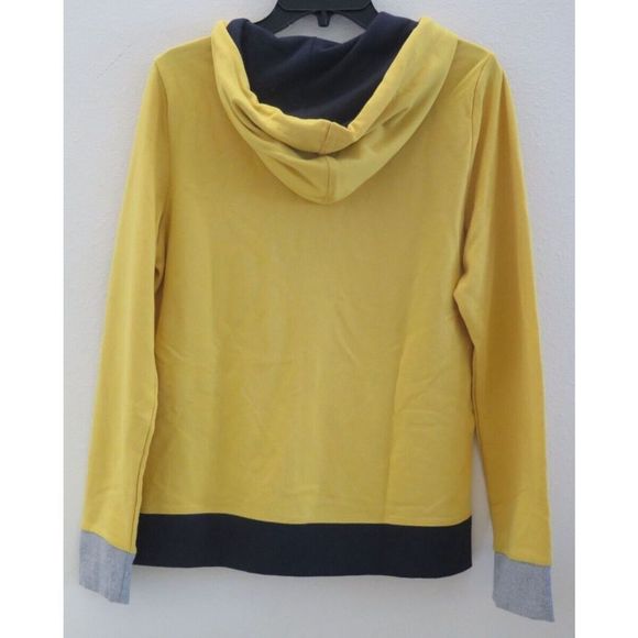 Tommy Hilfiger J1KE0434 Women's Sz M Yellow/Gray Full Zip Colorblock Hoodie $70 - Picture 2 of 8